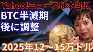 【特集】Yahooニュース『ビットコイン半減期後の暴落で買え、2025年12万～15万ドル』は本当？ [upl. by Oderfigis749]