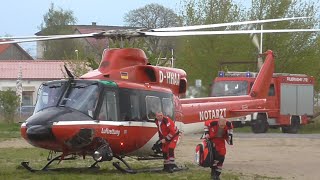 Landung Rettungshubschrauber Christoph Berlin DHHAA in Velten am Krausemarkt [upl. by Amek]