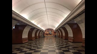 Park Pobedy Metro Station  The longest escalator in Europe with 740 steps amp deepest Metro Subway [upl. by Haldi]