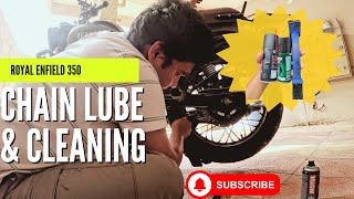 CHAIN CLEAN AND LUBRICATION OF MY ROYAL ENFIELD CLASSIC 350 REBORN [upl. by Tlihcox202]