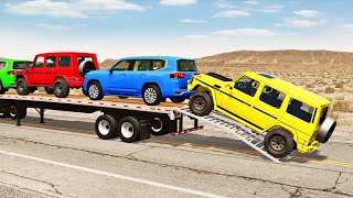 Flatbed Truck Mcqueen  Transportation with Truck  Pothole vs Car 214  BeamNGDrive [upl. by Sauncho763]