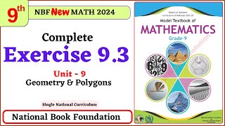 Class 9 Math Exercise 93 I Unit 9  National Book Foundation Math 9 Ex 93 NBF FBISE [upl. by Adiari887]