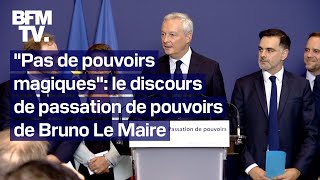 Le discours de passation de pouvoir de Bruno Le Maire en intégralité [upl. by Stratton]