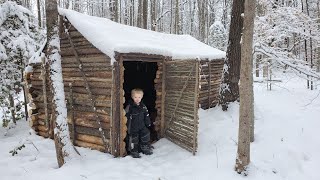 1 Year in Log Cabin Survival Shelter Building Camping Repairing Bushcraft Shelter [upl. by Falcone]