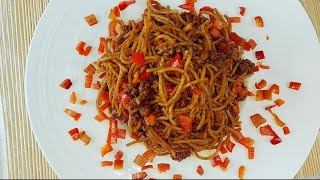 How to make whole wheat spaghetti tomatoes sauce with mincemeat cooking viralvideo follow food [upl. by Attoynek313]