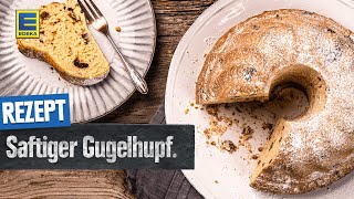 Saftiger Gugelhupf  HefegugelhupfRezept mit Rosinen und Mandeln [upl. by Llenrap]