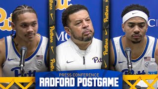 Pitt Mens Basketball  Postgame vs Radford I Jeff Capel Ishmael Leggett amp Jaland Lowe [upl. by Hoagland]