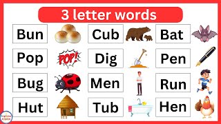 Three letter words  three letter words in english  3 letter word  Phonics for Kids  Preschool [upl. by Mcallister]