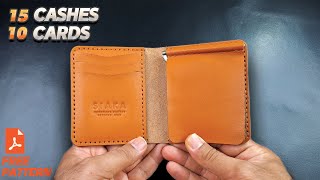 Make a Leather Wallet With Money Clip FREE PATTERN [upl. by Azirb]