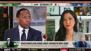 FIRST TAKE  Who’s a worse owner right now  Jerry Jones or Woody Johnson  Stephen A Smith [upl. by Alia]