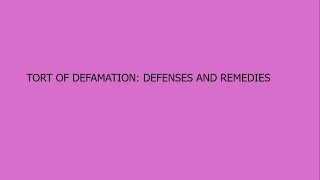 Defamation Defenses and Remedies [upl. by Ule]