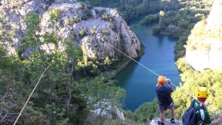 Zipline Omiš Cetina river canyon [upl. by Lenej]