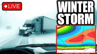 Live Storm Chaser  Late Season Midwest Winter Storm  Dangerous Travel Conditions [upl. by Annodahs335]