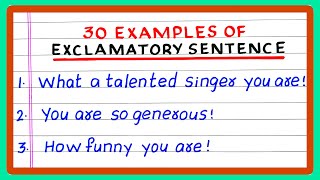 EXCLAMATORY SENTENCES  5  10  20  30 EXCLAMATORY SENTENCE  IN ENGLISH GRAMMAR [upl. by Warrin]