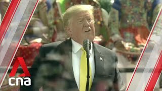 Trump mispronounces words in front of 100000strong crowd in India [upl. by Ilrahs]