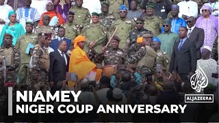 Niger Coup anniversary Hundreds gathered in Niamey to support junta leader [upl. by Walker]