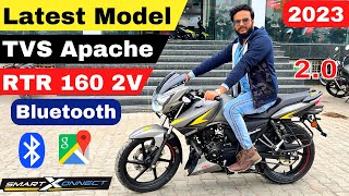 Finally 2023 TVS Apache RTR 160 2V😍TGray✅Bluetooth Model  New Features  Price  Mileage😱Changes🔥🔥 [upl. by Renrut]