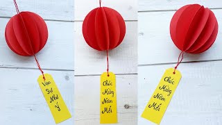 Cách làm Quả Cầu TRANG TRÍ TẾT siêu dễ  DIY Hanging Paper Ball – Liam Channel [upl. by Ynad]