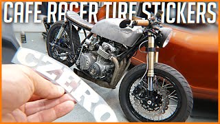 Cafe Racer Gets Tire Stickers  1975 Honda CB550 Cafe Racer Build Pt 82 [upl. by Mischa]