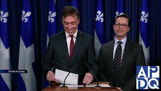 21 nov 2024  Point de presse du PLQ avec Tanguay et Beauchemin [upl. by Fiedling]