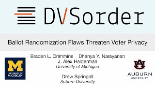 USENIX Security 24  DVSorder Ballot Randomization Flaws Threaten Voter Privacy [upl. by Nomad512]