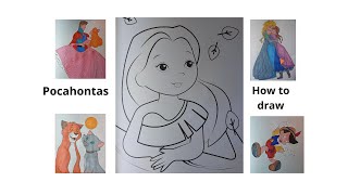 How to draw a Pacahontas in color DIY Teach children to draw For kids and parents [upl. by Enialb271]