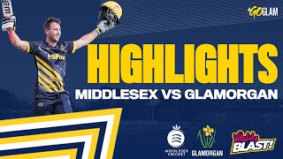 COOKE HITS GLAMORGANS FASTEST T20 CENTURY  Middlesex vs Glamorgan  Vitality Blast  Highlights [upl. by Dibbrun]