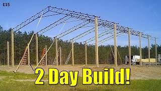 How to Build a Pole Barn  TIME LAPSE  32x60 Pole Barn With16 Lean [upl. by Omocaig]