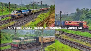 Spotting Rare Diesel Trains At Mangaluru Junction  GOC WDM3D ERS WDM3D amp LDH WDP4D [upl. by Ahilam]