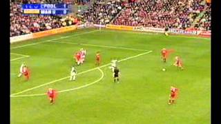 John Arne Riise Goal free kick  Liverpool 3 Manchester United 1  Premiership 41101 [upl. by Ardnal]