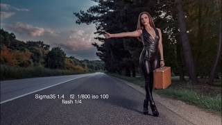 Autostop girl road photoshoot godox ad200 canon85mm 12 sigma 35mm 14 [upl. by Kazimir]