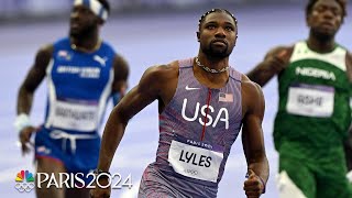 Noah Lyles advances to 100m final in ultracompetitive semifinal  Paris Olympics  NBC Sports [upl. by Otaner]