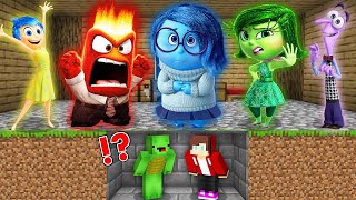 JJ and Mikey HIDE from Joy Disgust Fear Anger from Inside Out 2 in Minecraft Maizen Security House [upl. by Aracal]