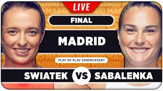 SWIATEK vs SABALENKA • WTA Madrid 2024 Final • LIVE Tennis PlaybyPlay Stream [upl. by Bailar347]