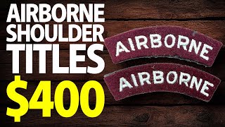 400  WW2 British Airborne Shoulder Titles Curved Pair Insignia  Military Antiques Toronto [upl. by Belford]