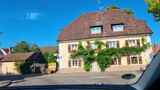 Unterwegs in Oberrimsingen Stadt Breisach Autofahrt unter blauen Himmel [upl. by Lemhaj330]