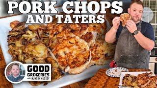 Homestyle Fried Pork Chops and Taters  Blackstone Griddle [upl. by Adnilemre]