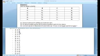 Liste des dépendances fonctionnelles possibles BD TD 2 Ex2 Q1 01 [upl. by Airdnal]