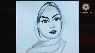 How to Draw girl with Hijab🥰 Pencil Drawing Drawing for beginners  Step by Step Easy to Draw [upl. by Etteloc]