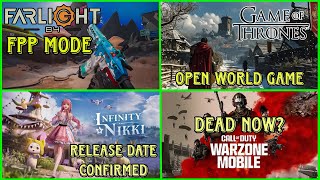 Warzone Mobile Farlight 84 FPP Mode Game Of Thrones Kingsroad Infinity Nikki Date  Hindi [upl. by Carolin]