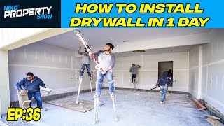 How To Install Drywall  Drywall Installers Building A 350000 Custom House  EP 36 [upl. by Ettezzil]