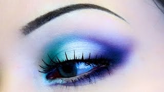 TRICOLOR WINGED EYESHADOW ♡ TURQUOISE PURPLE AND WHITE MAKEUP TUTORIAL [upl. by Shewmaker]