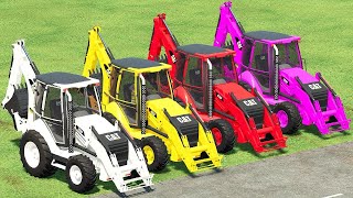 TRANSPORT amp LOAD STONES WITH CAT BACKHOE LOADERS  LOADER OF COLORS Farming Simulator 22 [upl. by Ihp296]