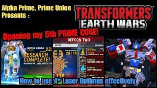 Opening my 5TH PRIME CORE amp how to use LASER OPTIMUS amp INFERNO effectively Transformers Earth Wars [upl. by Nylsirk]