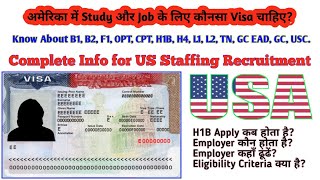 Visa for US Staffing or Recruitment  Types of US Visas  EAD Category Code amp Validity of all Visas [upl. by Llenal]