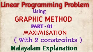 LPP using Graphic method PART 01  Maximisation With 2 Constraints Malayalam Explanation [upl. by Tisha475]