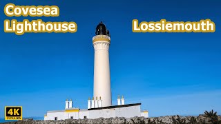 Covesea Lighthouse Lossiemouth  Moray Firth Scotland  4K [upl. by Alphard]