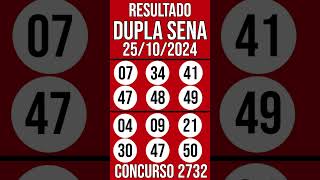 🔥 🍀 DUPLA SENA hoje  25102024  Resultado concurso 2732 [upl. by Oidale]