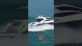 Full Throttle Power Yacht Takes on the Seas with Unstoppable Force at Haulover Inlet [upl. by Izogn]