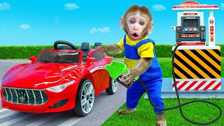 Kiki Monkey pretend play as gas station attendant and get thief  KUDO ANIMAL KIKI [upl. by Agem]